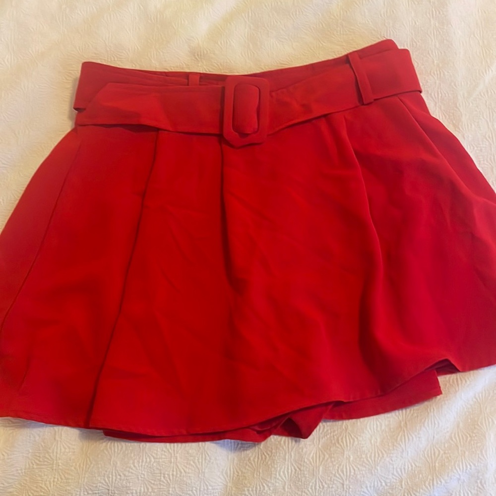 NWT do+be red buckle skirt with shorts